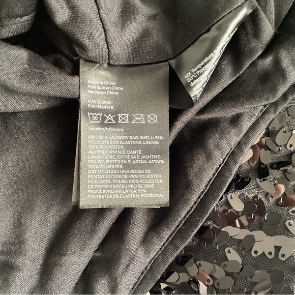 H&M Black Sequin Crop Top, Size S - Picture 3 of 6